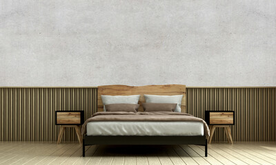 Home and decor and interior bedroom design and empty concrete decor wall pattern background. 3d rendering 