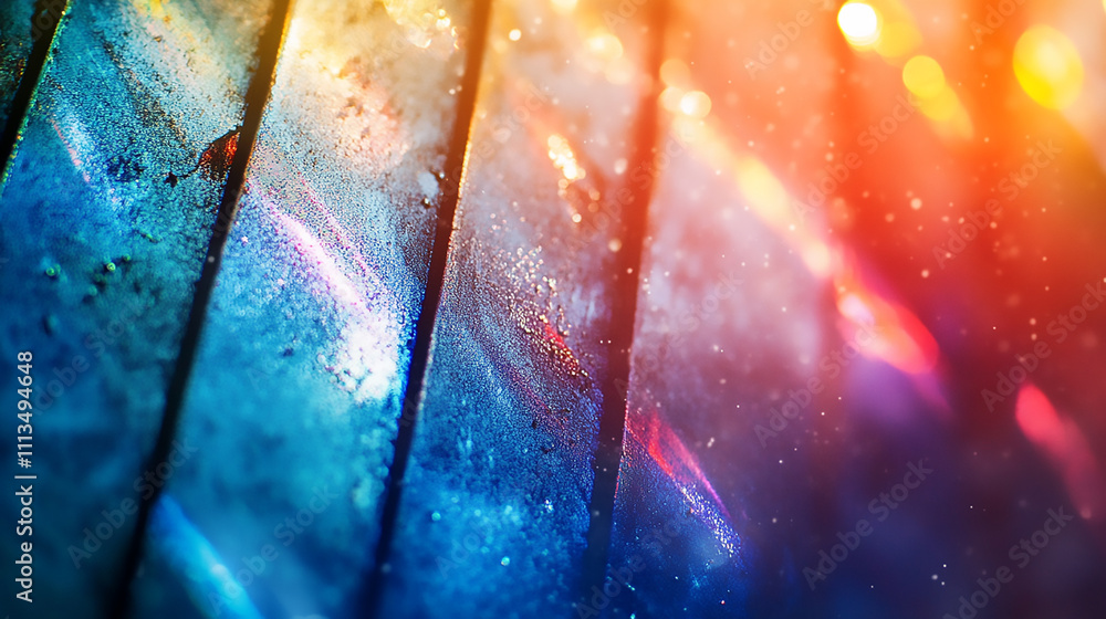 Poster abstract representation of colorful light patterns and reflections, showcasing vibrant colors and fl
