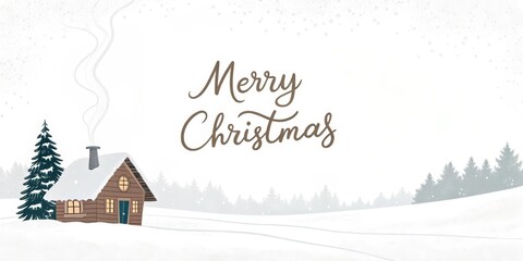 winter cabin with merry christmas background