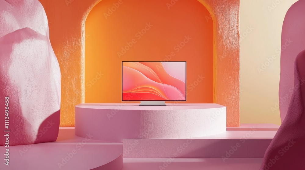 Poster minimalistic digital mockup layout showcasing clean design with vibrant color scheme