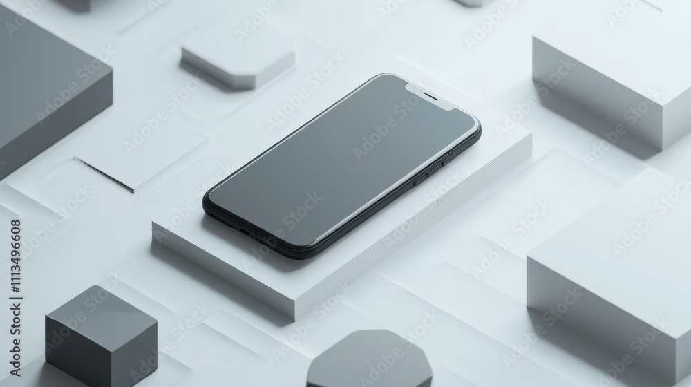 Aufkleber minimalistic digital prototype mockup of smartphone with abstract geometric shapes