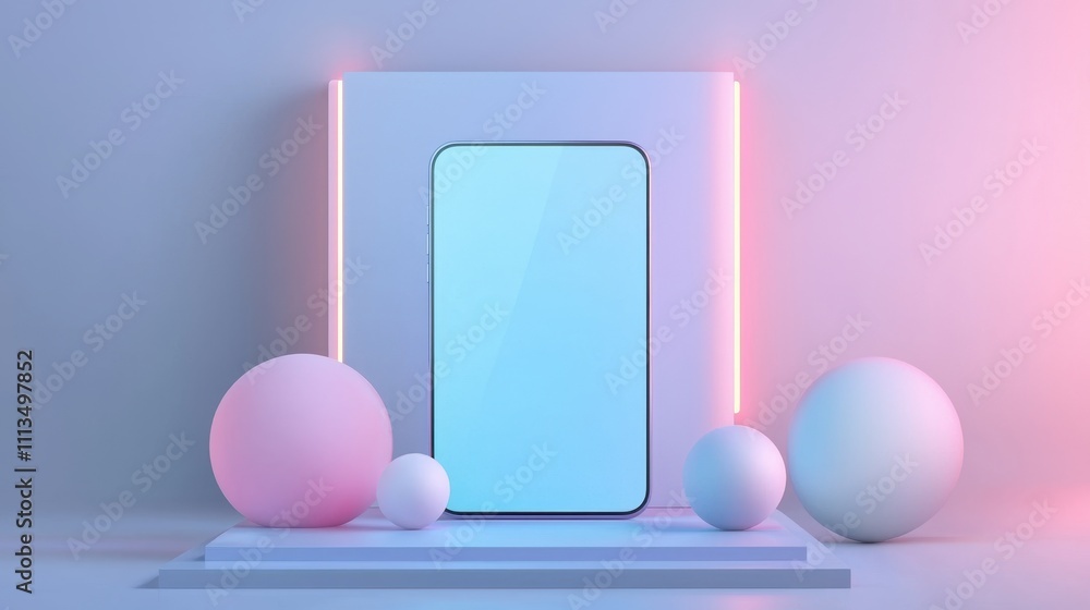 Aufkleber minimalistic graphic mockup showcasing a clean design with abstract shapes and soft colors