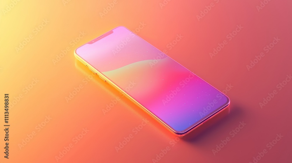 Poster smooth minimalistic phone mockup with gradient colors and vibrant layout design