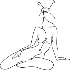 Abstract Woman Body Continuous One Line Drawing. Female Figure Creative Contemporary Abstract Drawing. Beauty Fashion Female Body, Vector Minimalist Art for Fashion Design, Wall Art, Prints, Posters