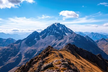 Discover Inner Peace: A Tranquil View of a Serene Mountain Range Embracing Nature's Calm
