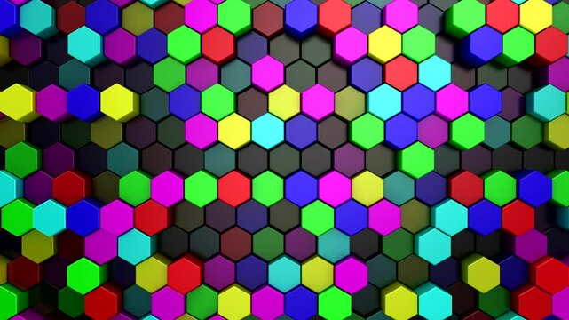 Background of Hexagons. Abstract motion, loop, 3d rendering, 4k resolution
