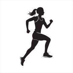 Obraz premium Running women silhouette vector icon design whit a white background.