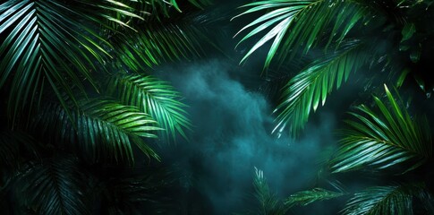 Ethereal humidity envelops a lush landscape, creating a serene and dreamlike atmosphere.