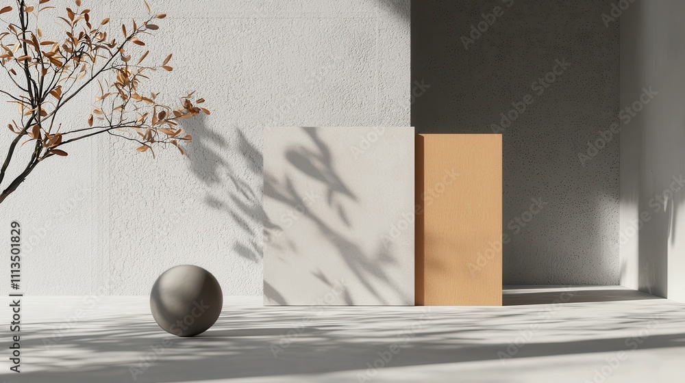 Poster elegant minimalistic modern branding mockup with natural elements and shadows