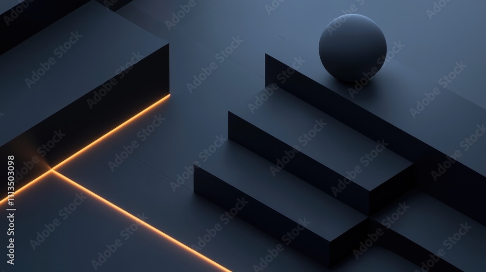 Poster minimalistic modern visual mockup with sharp lines and soft light accents