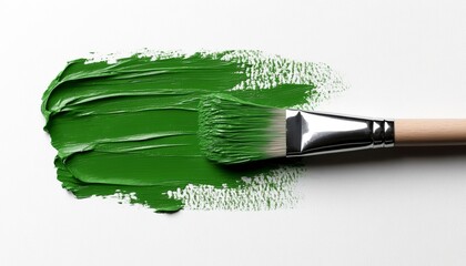 thick light green paint applied with a brush on white background