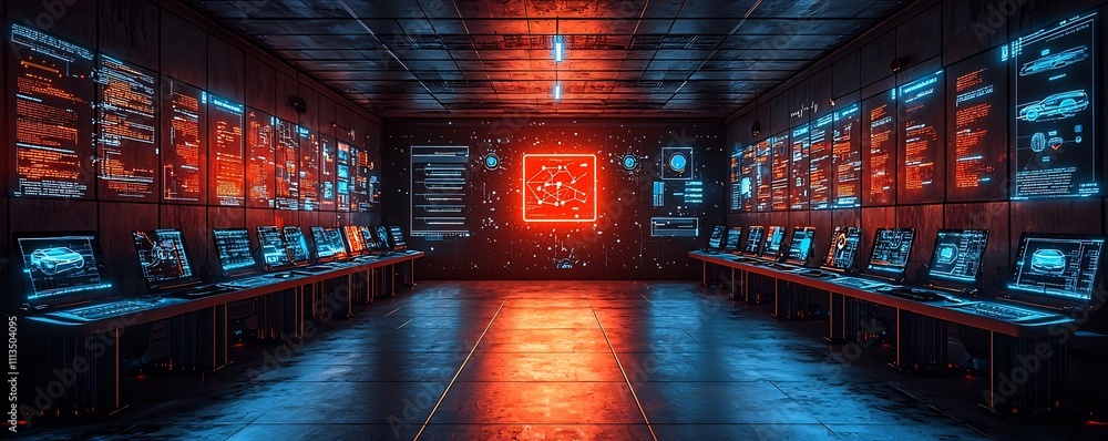 Poster futuristic digital classroom for ai powered autonomous vehicle development and interactive simulatio