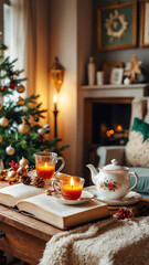 Fototapeta premium Christmas in European style with Christmas tree and holiday atmosphere
