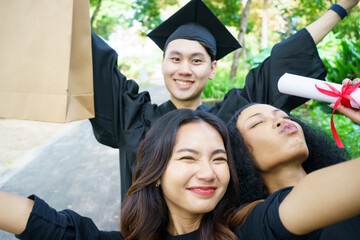 Happy and excited students in their graduation ceremony.