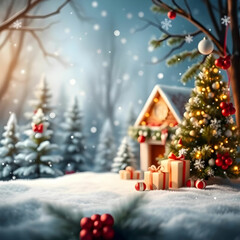 Lovely Realistic Christmas Background with Festive Holiday Decorations