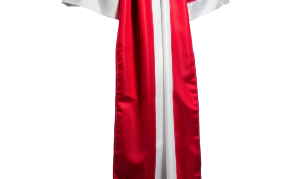 Elegant Red White Choir Sash Isolated On Transparent Background PNG.