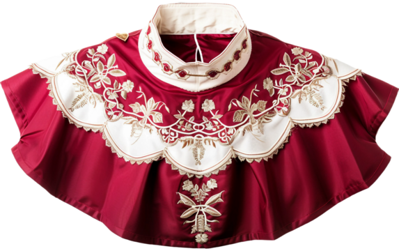 Elegant Red White Robe Collar Isolated On Transparent Background PNG.
