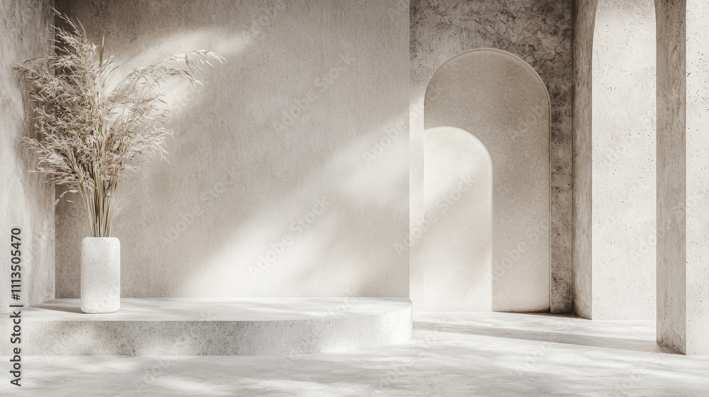 Poster minimalistic portfolio layout mockup with layered textures and soft natural light