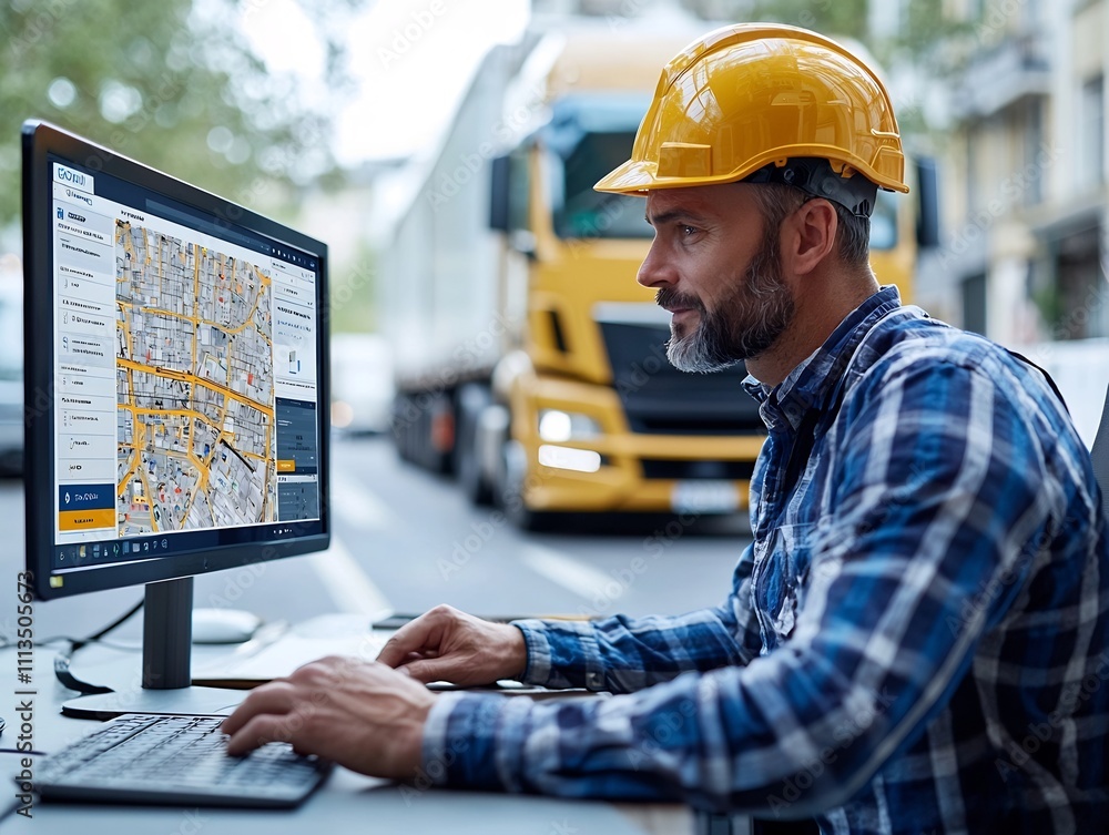 Poster logistics team tracking inventory and deliveries through digital dashboard with real time updates