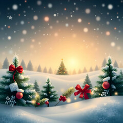 Obraz premium Lovely Realistic Christmas Background with Festive Holiday Decorations