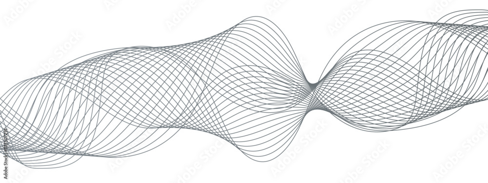 Aufkleber Abstract vector background with flowing waves. Geometric line panorama vector design. Background pattern seamless luxury black wave. Frequency sound wave lines and twisted curve lines