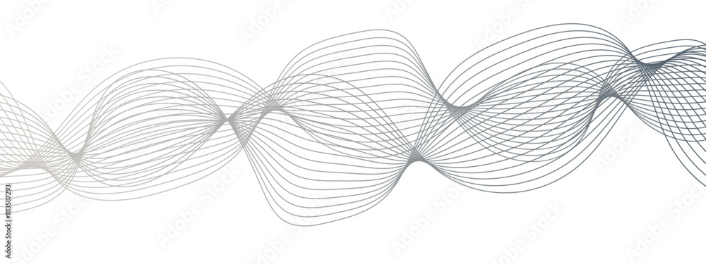 Leinwandbilder Abstract vector background with flowing waves. Geometric line panorama vector design. Background pattern seamless luxury black wave. Frequency sound wave lines and twisted curve lines