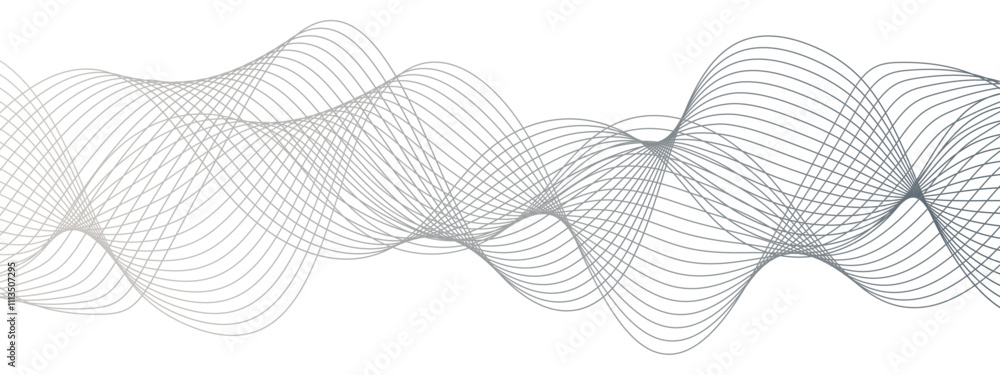 Poster Abstract vector background with flowing waves. Geometric line panorama vector design. Background pattern seamless luxury black wave. Frequency sound wave lines and twisted curve lines