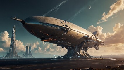 spaceship flying in the sky
