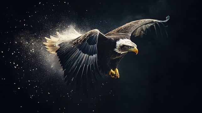 Majestic bald eagle in fligh