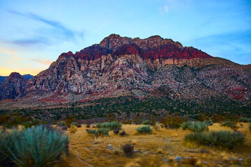 Red Rock Canyon Layered Strata at Golden Hour Low Perspective
