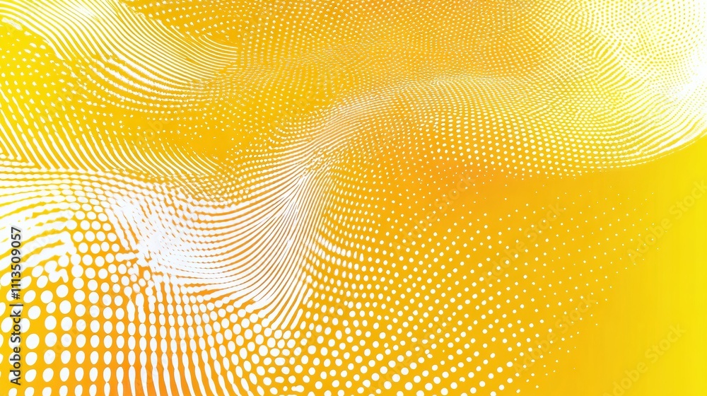 Poster modern bright yellow halftone backdrop with dynamic design and abstract patterned texture