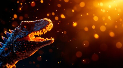 Dramatic ceratosaurus under glowing light display fantasy background dinosaur wallpaper vibrant environment close-up viewpoint for seo impact