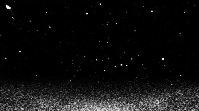 Natural white snow on the black background