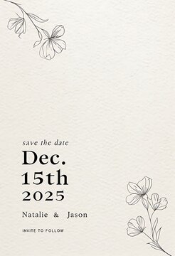 elegant minimalist save the date card for Natalie and Jason