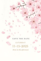 elegant cherry blossom save the date card design