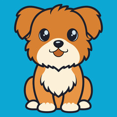 Cute Baby Shorkie Dog Sitting Vector Illustration Design