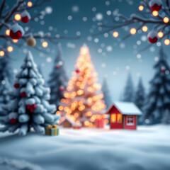 Obraz premium Lovely Realistic Christmas Background with Festive Holiday Decorations