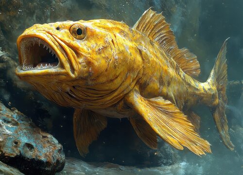 A terrifying deep-sea monster, an ugly fish with a massive gaping mouth and sharp teeth