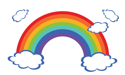 Rainbow with clouds. simple colorful rainbow art for kids design element.  isolated on white background  design Template, . Vector illustration . EPS 10