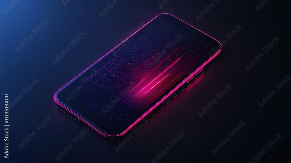 Poster minimalistic and creative dynamic mockup of a smartphone with colorful abstract patterns
