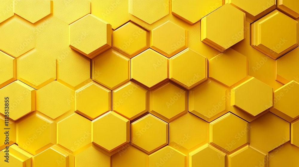 Aufkleber abstract geometric yellow hexagon background with striped lines and 3d texture effect