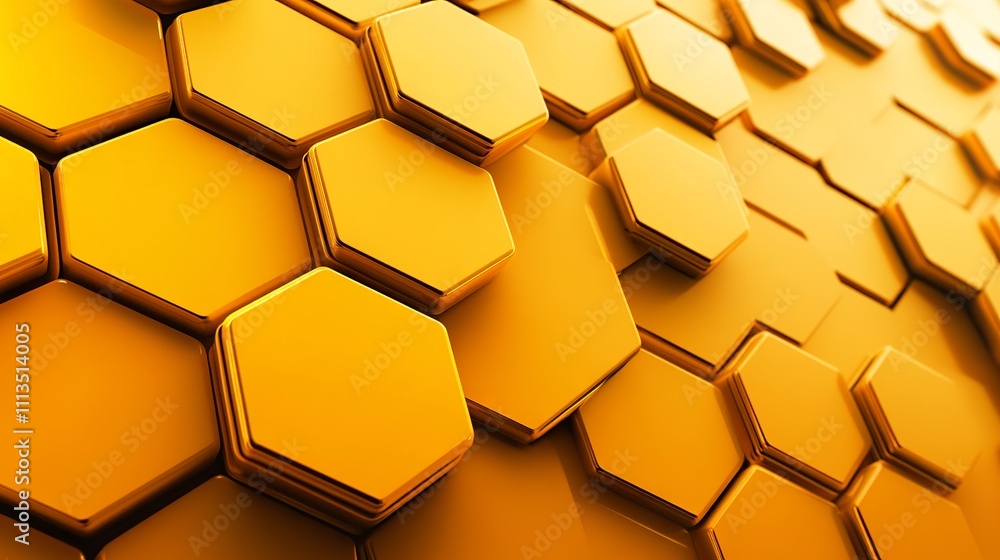 Poster abstract geometric yellow hexagon background with striped lines and 3d texture effect