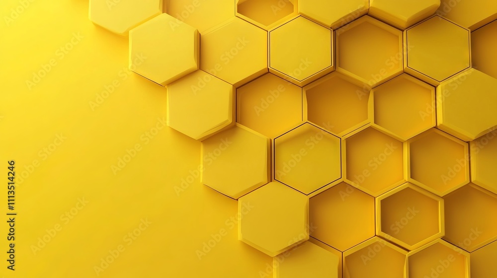 Poster abstract geometric yellow hexagon background with striped lines and 3d texture effect