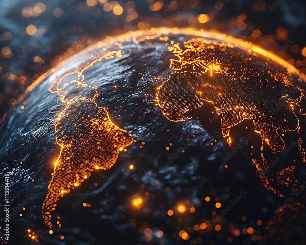 Aufkleber holographic blockchain powered global network and decentralized financial systems concept