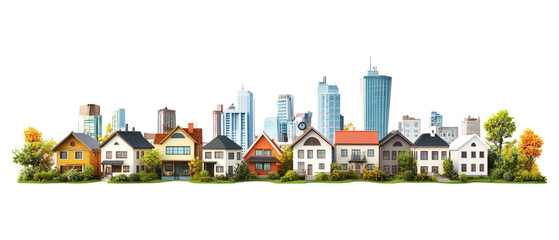 House skyline against transparent background for real estate or home-related design projects