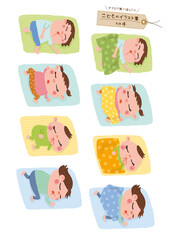 お昼寝中に気持ちよく眠るかわいいこどもたちの寝相と寝顔