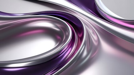 Metallic silver and purple waves abstract background wallpaper illustration design, shiny reflective wallpaper