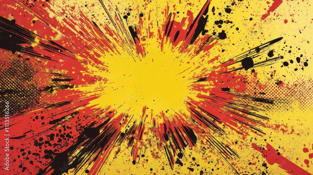 Poster dynamic colorful explosion background with red and yellow splashes