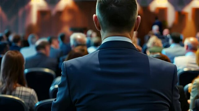 Audience in a conference hall, business presentation, lecture, seminar concept