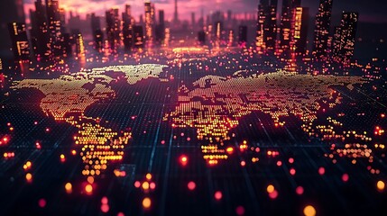 Futuristic Global Marketplace with Competing Companies Vying for New Customers